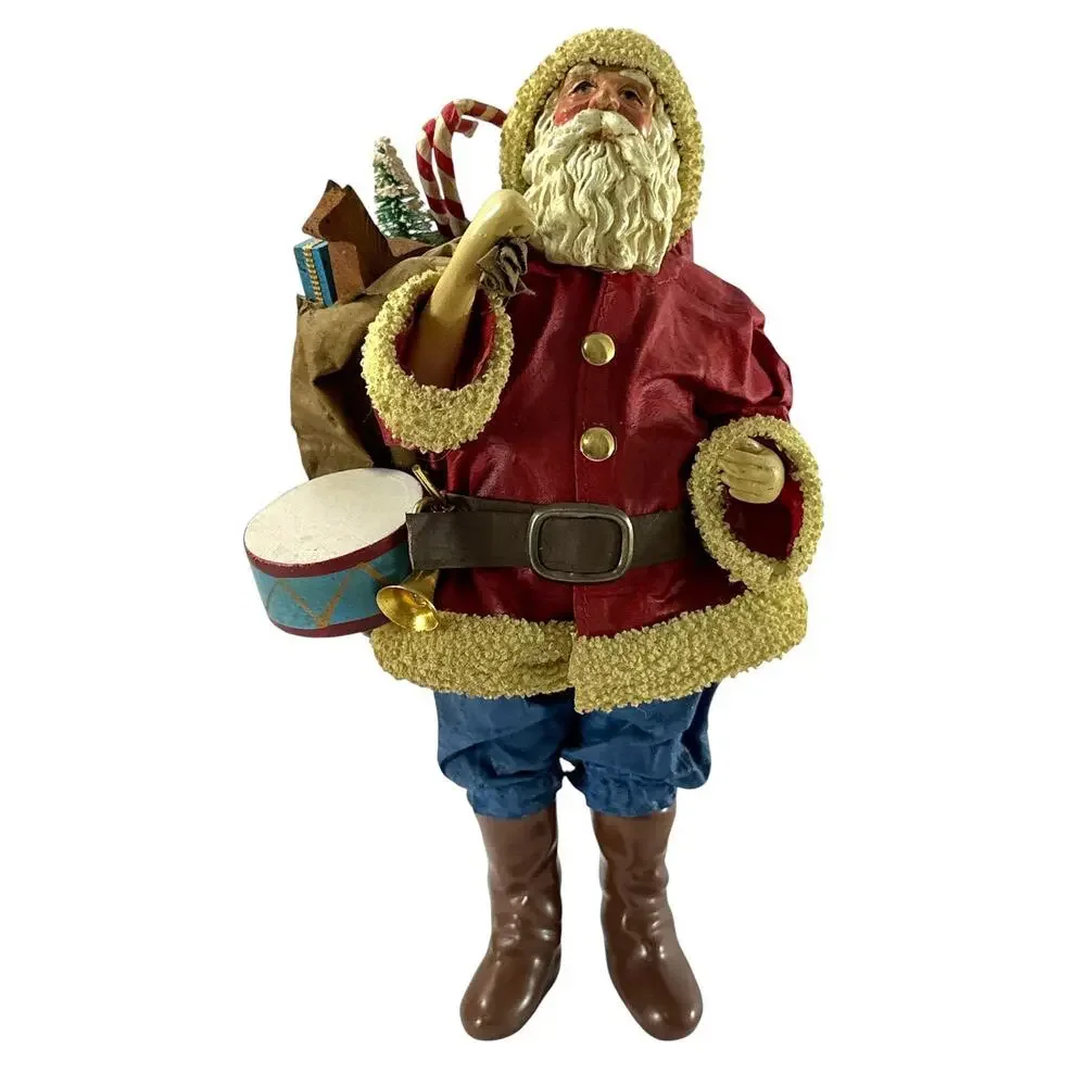 Vintage 1986 Possible Dreams Clothtique Santa 10” Drum Toy Sack Christmas Decor